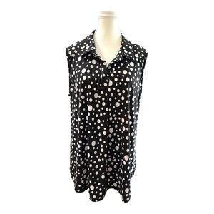 White Birch Black & White Polka Dot Sleeveless Blouse XL